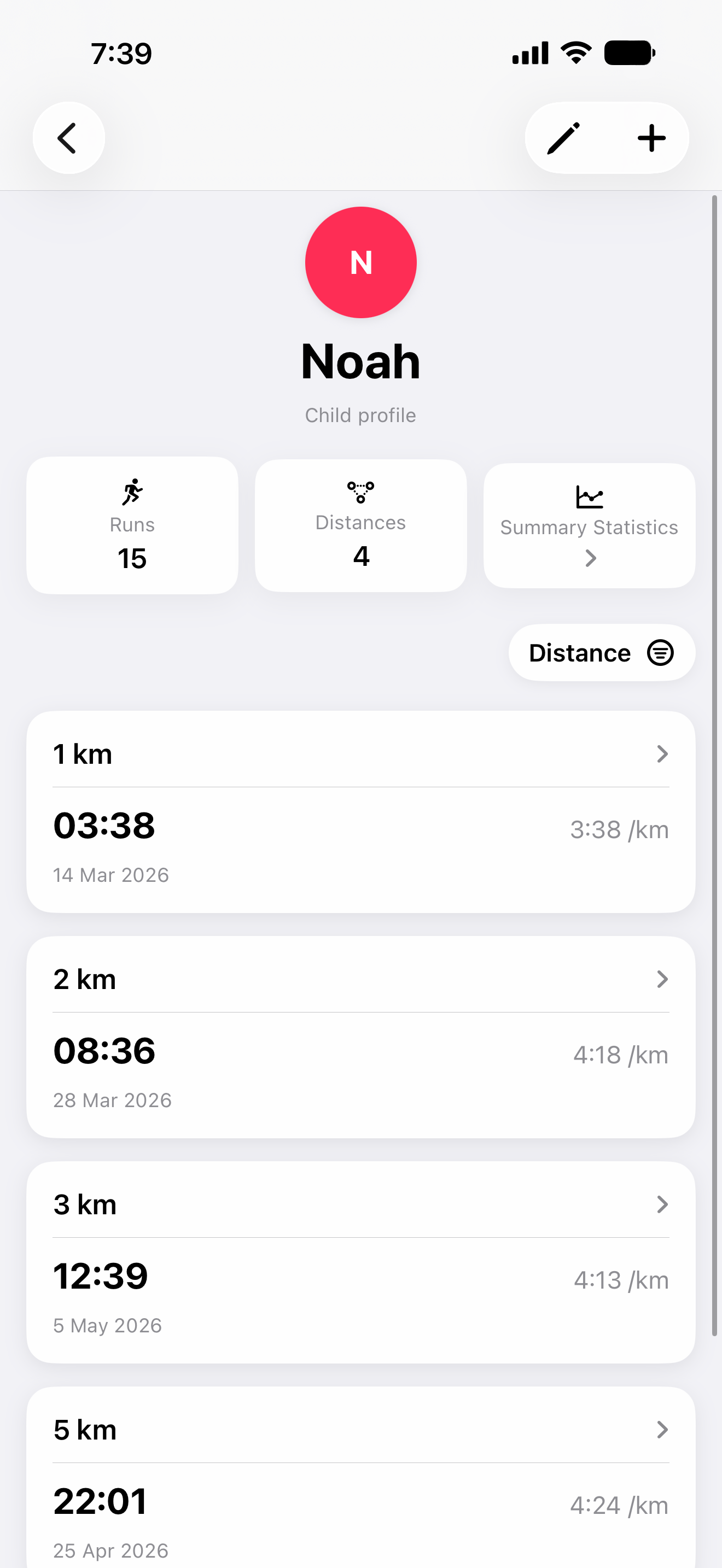 BeatYourBest run overview screen